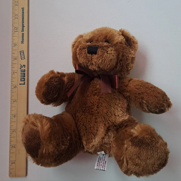 Napco Vintage Cozy Brown Stuffed Bear with Burgundy Ribbon - Picture 3 of 8